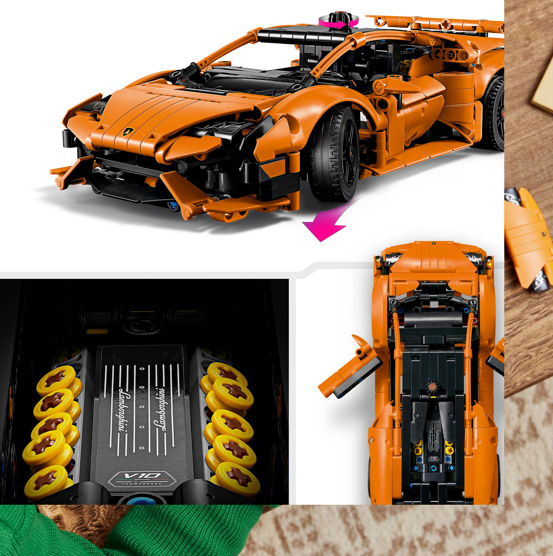 LEGO Technic 42196 Pomarańczowe Lamborghini Huracán Tecnica | 806 el. | 9+ - obrazek 3